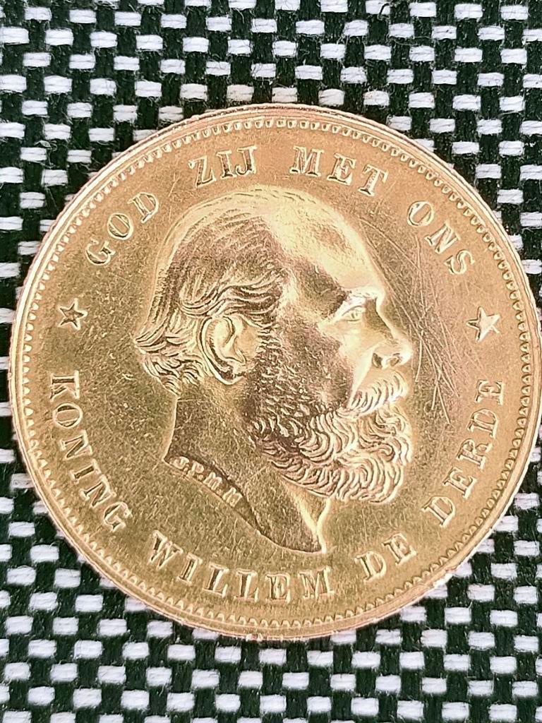 Gouden Tientje Willem III 1879 - Zeldzaam Verzamelstuk, Postzegels en Munten, Munten | Nederland, Koning Willem III, Losse munt