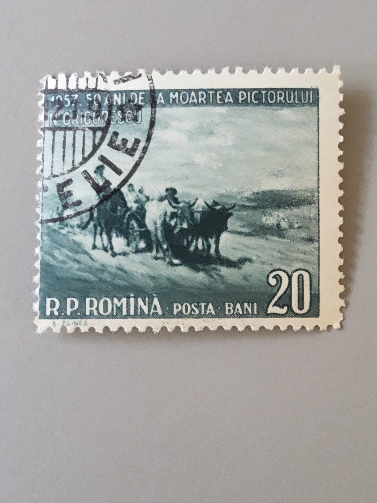 Roemeense postzegel 1957 - 50 jaar na dood N. Grigorescu, Verzenden