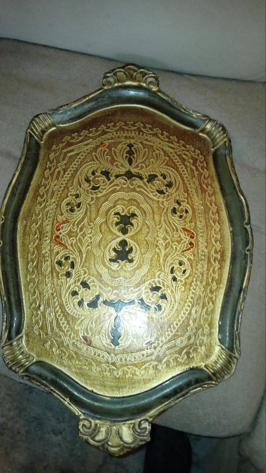 Decoratieve Barok Stijl Dienblad - Goud & Groen, Ophalen of Verzenden