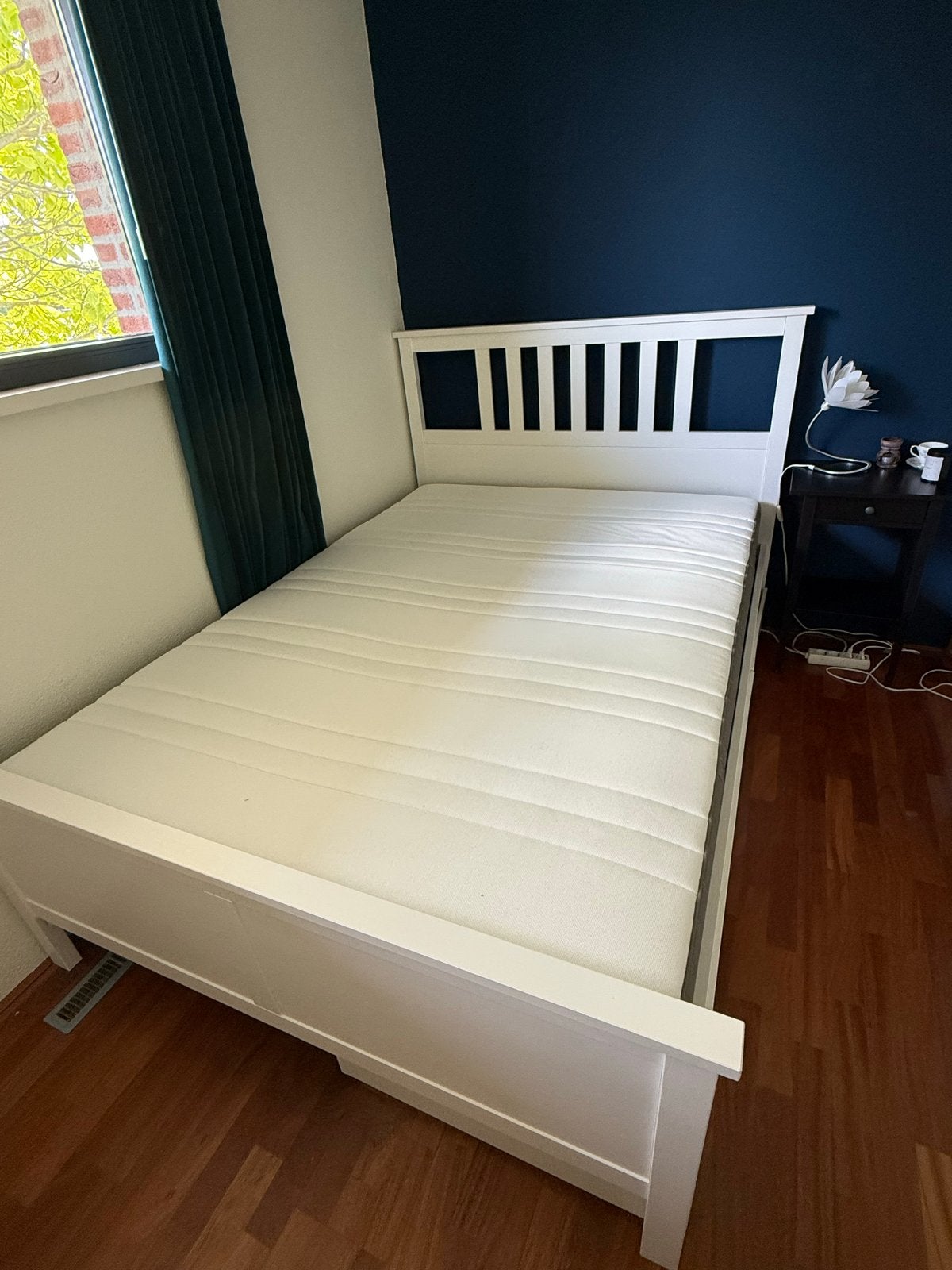 Ikea Hemnes bed 140x200 met lattenbodem en lades, Ophalen, Wit, Tweepersoons, 140 cm