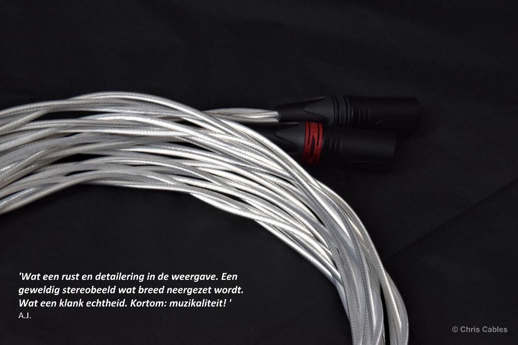 'The Crystal Clear XLR' puur zilver interlinks. ChrisCables, Verzenden, Nieuw, 3451HB/44, Interlink-kabel