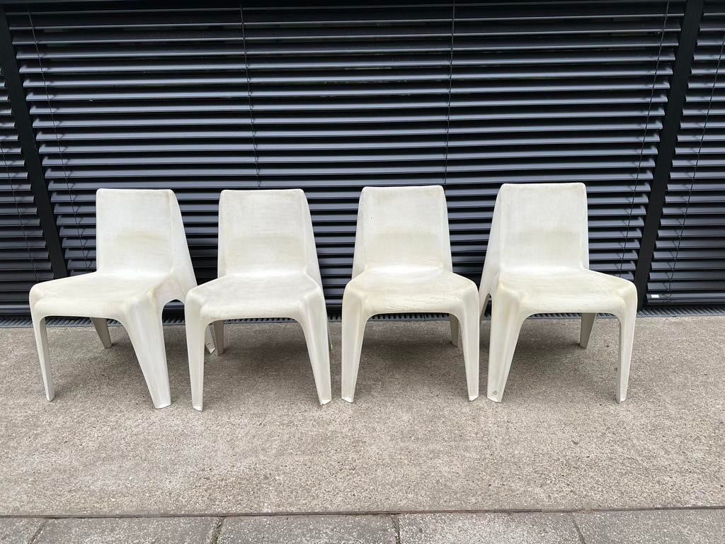 4 Bofinger-stoelen, ba 1171 wit ontwerper Helmut Bätzner, Ophalen of Verzenden