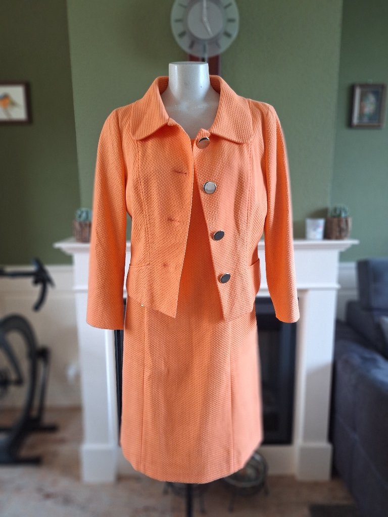 Caroline Biss jurk blazer jasje combinatie oranje mt 40, Maat 38/40 (M), Verzenden, Oranje, Zo goed als nieuw