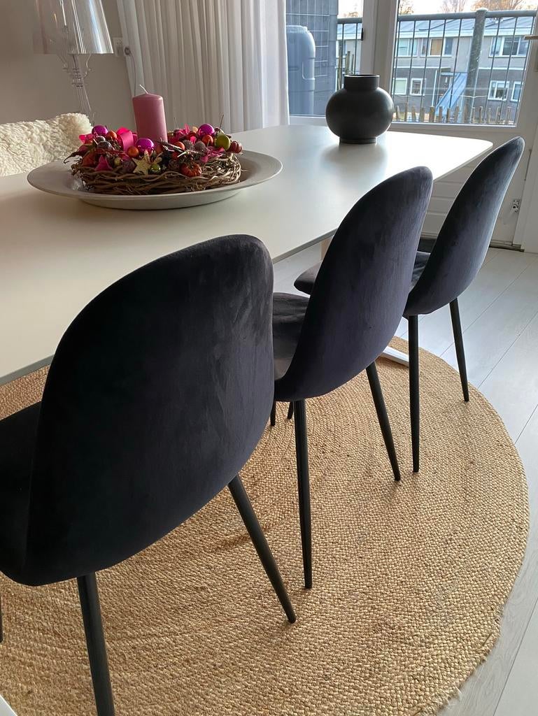 Eetkamerstoelen zwart  velours 4 stuks, Huis en Inrichting, Tafels | Eettafels, Ophalen of Verzenden, Zo goed als nieuw, Rechthoekig