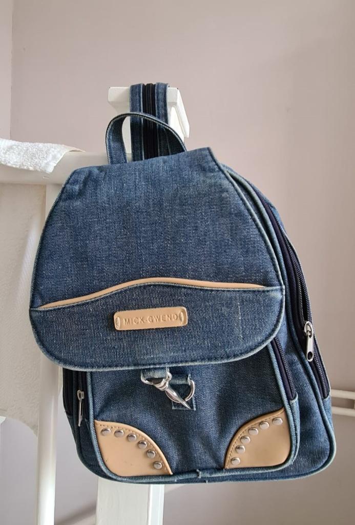 Denim rugzak merk Mick Gwend, Ophalen of Verzenden, Zo goed als nieuw, Blauw, Schoudertasje