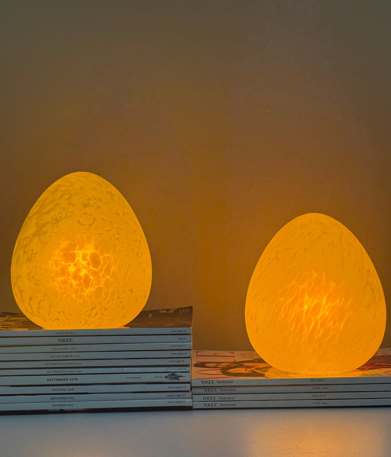 2x WLP Verlichting Germany eighties Egg ei lamp frosted glas, Overige merken, Vintage, -, 20 cm