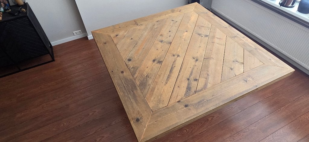 Eettafel, Huis en Inrichting, Tafels | Eettafels, Ophalen, Gebruikt, 150 tot 200 cm, Vierkant