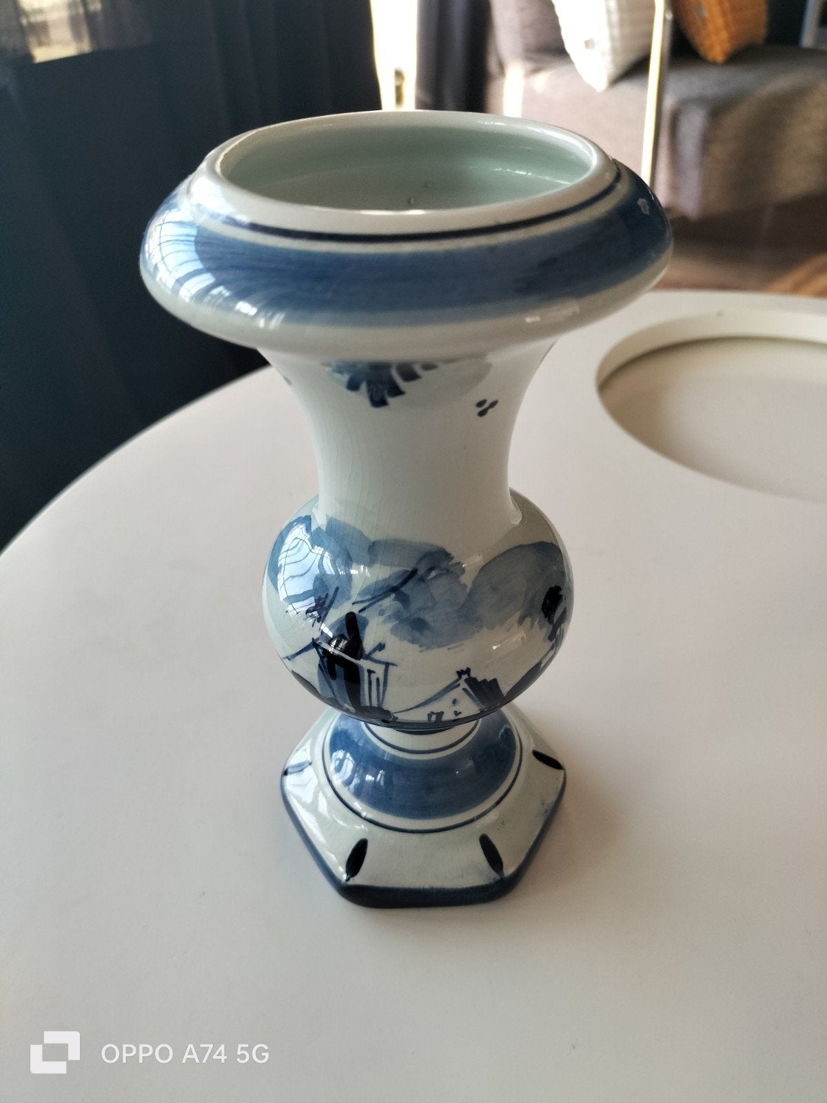 Antieke Delfts Blauwe Vaas - Handgeschilderd, Antiek en Kunst, Antiek | Vazen, Ophalen of Verzenden