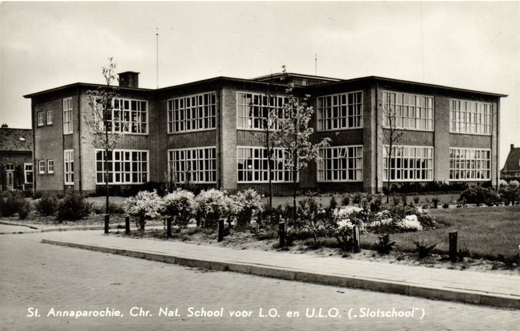 St. Annaparochie Chr. Nat. School voor L.O. en U.L.O. [Slots, Verzenden, 1940 tot 1960, Ongelopen, Friesland