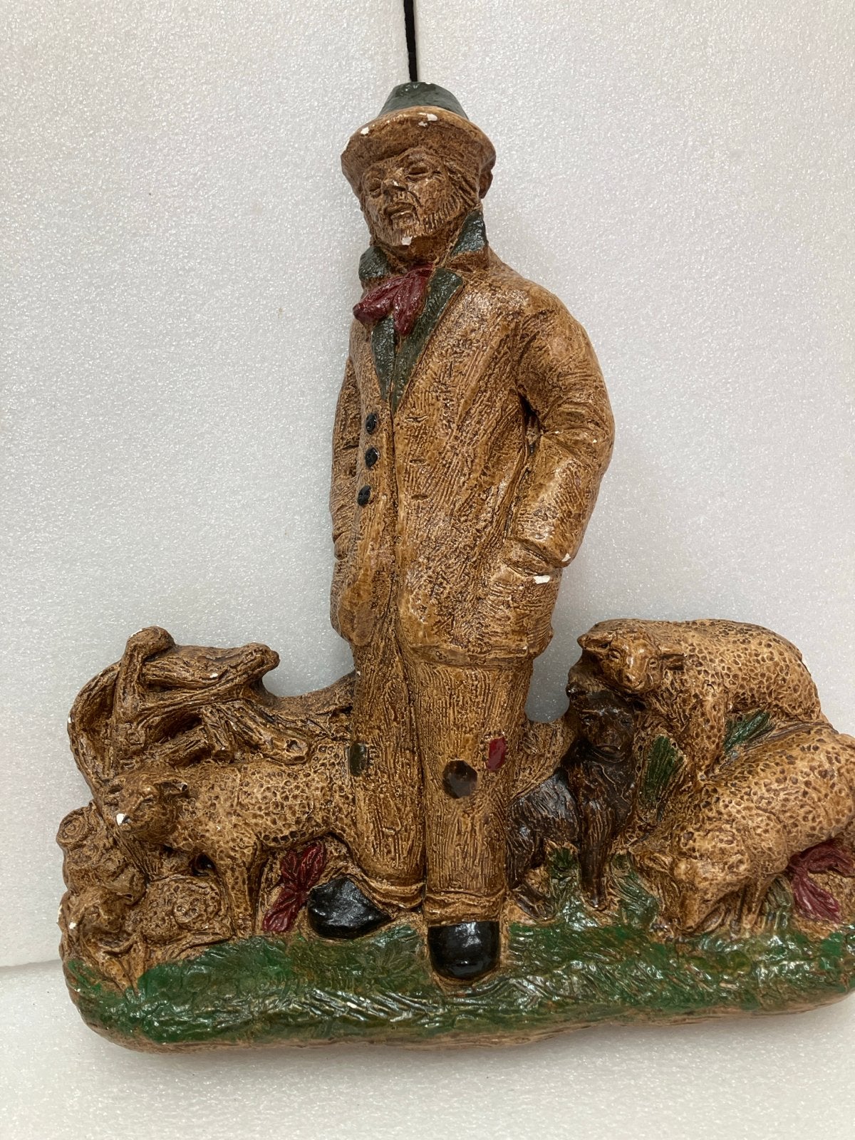 Vintage Schaapscherder beeld met schapen en hond, Ophalen of Verzenden, Gebruikt, Mens