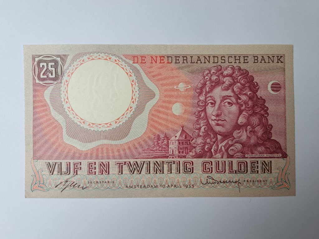 Bankbiljet 25 gulden 1955 Huygens, Verzenden, 25 gulden, Los biljet