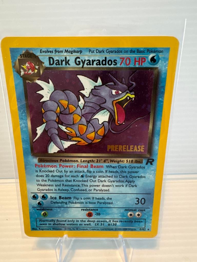 Dark Gyarados 8/82 Team Rocket Prerelease NM Pokémon Kaart, Hobby en Vrije tijd, Verzamelkaartspellen | Pokémon, Ophalen of Verzenden