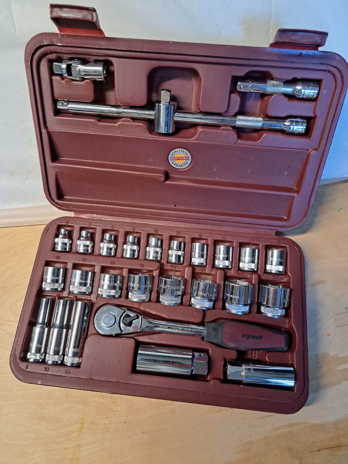 Kraftwerk doppenset 6-24mm met 3/8" ratel, Doe-het-zelf en Verbouw, Gereedschap | Handgereedschap, Zo goed als nieuw, Gereedschapsset