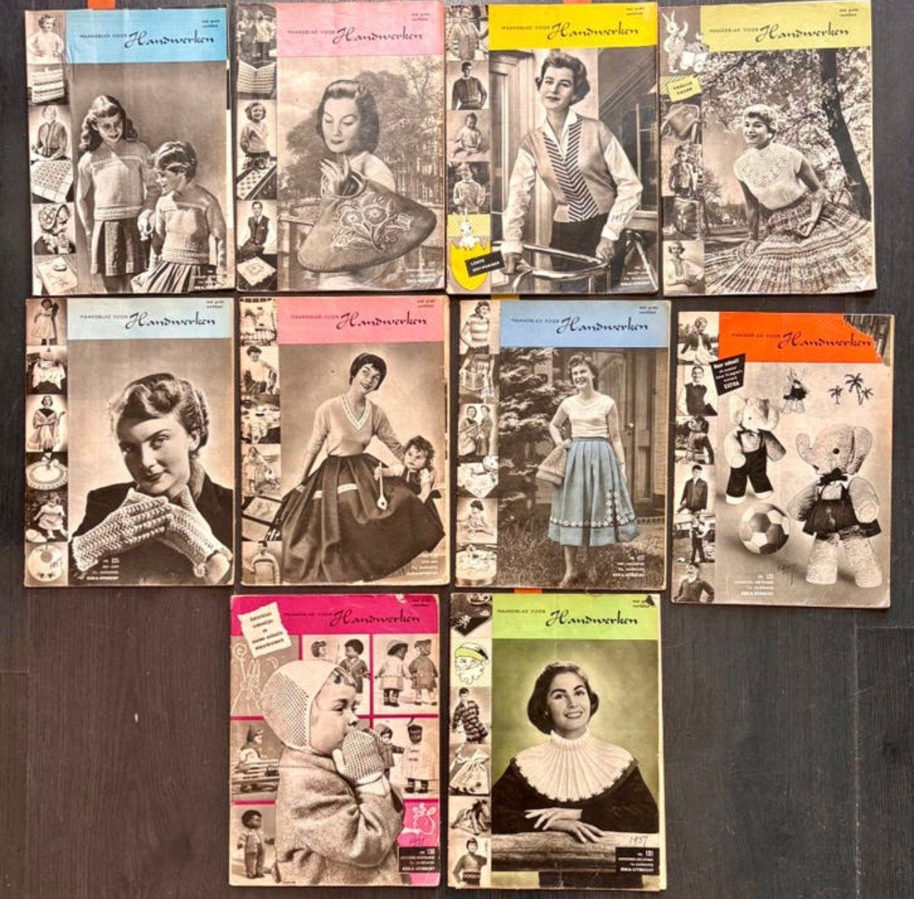 1957  jaargang Handwerken, Ophalen of Verzenden, Gebruikt, Breien of Haken, Patroon of Boek