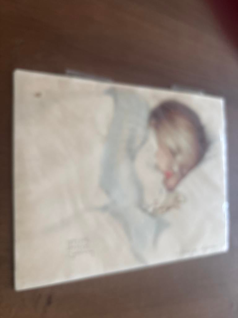 2x Vintage Bessie Pease Gutmann 'Awakening' baby print, Ophalen of Verzenden