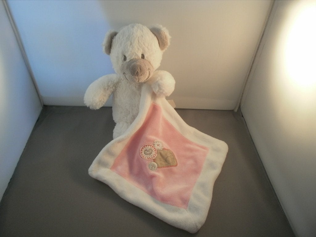 nicotoy Simba beer met doekje wit grijs met roze op doek, Overige karakters, Beer, Ophalen of Verzenden, Zo goed als nieuw