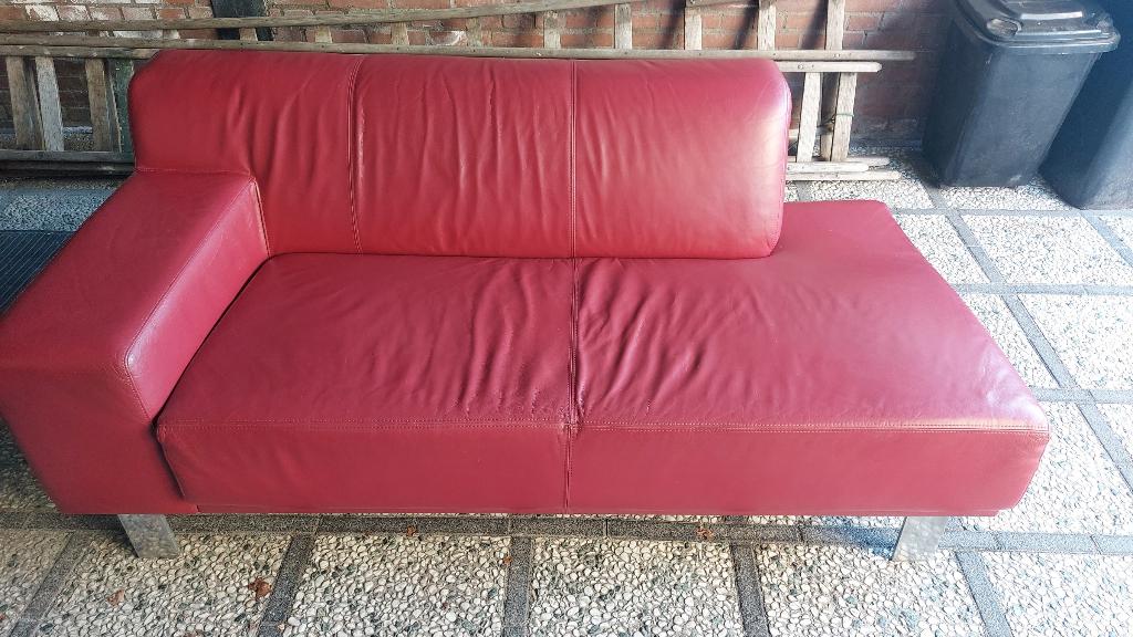 Rood leder design tweezitsbank Montèl, Ophalen, Design, 150 tot 200 cm, Tweepersoons