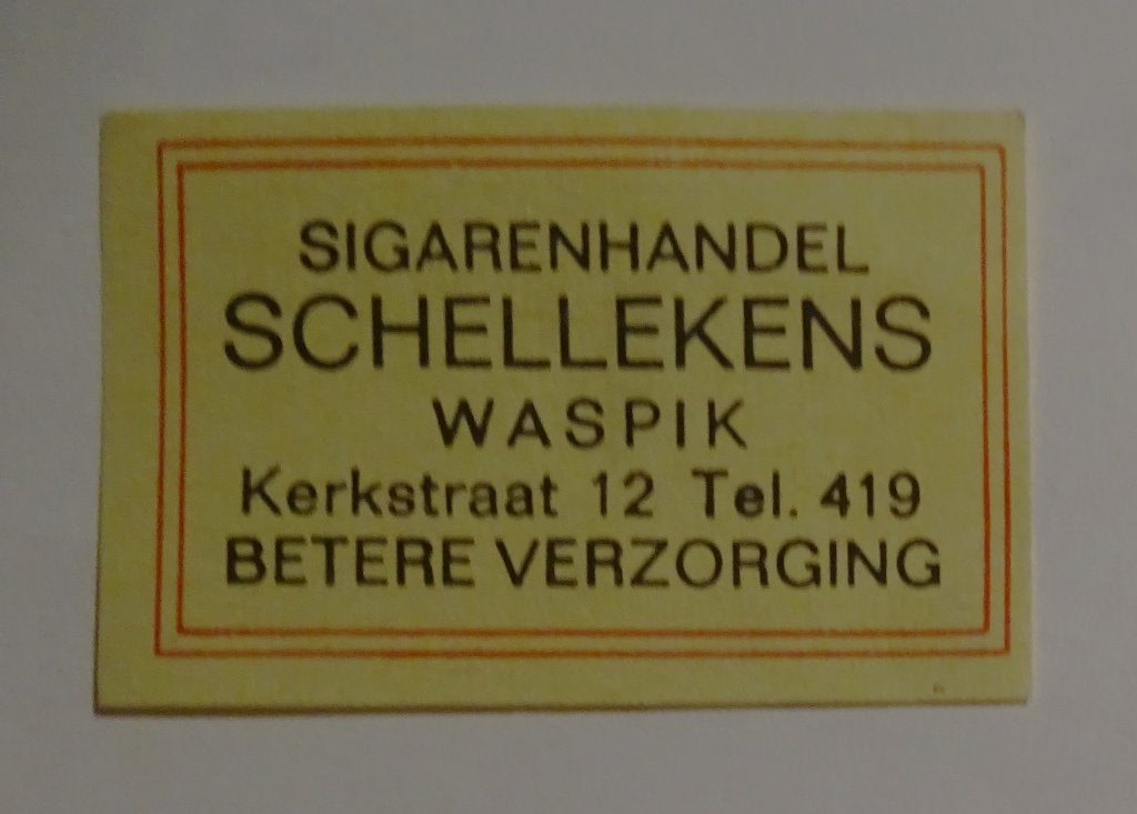 SCHELLEKENS   Sigarenhandel  Kerkstraat    WASPIK, Verzenden, Zo goed als nieuw, Luciferdoosjes of -merken