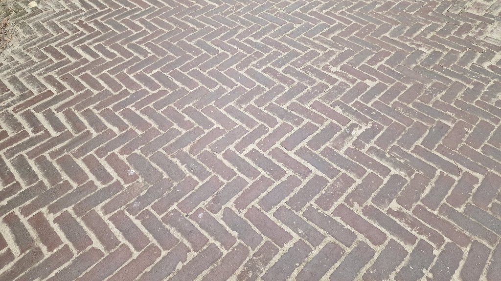 Getrommelde gebakken rode en geelbronse oude 7 duimers, Tuin en Terras, Tegels en Klinkers, Ophalen, Overige materialen, Gebruikt