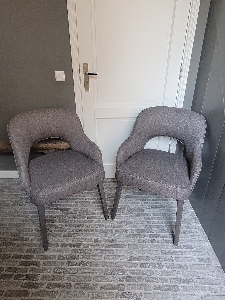 Eetkamerstoelen stof grijs 1 - 3 stuks zgan, Ophalen, Drie, Zo goed als nieuw, Stof