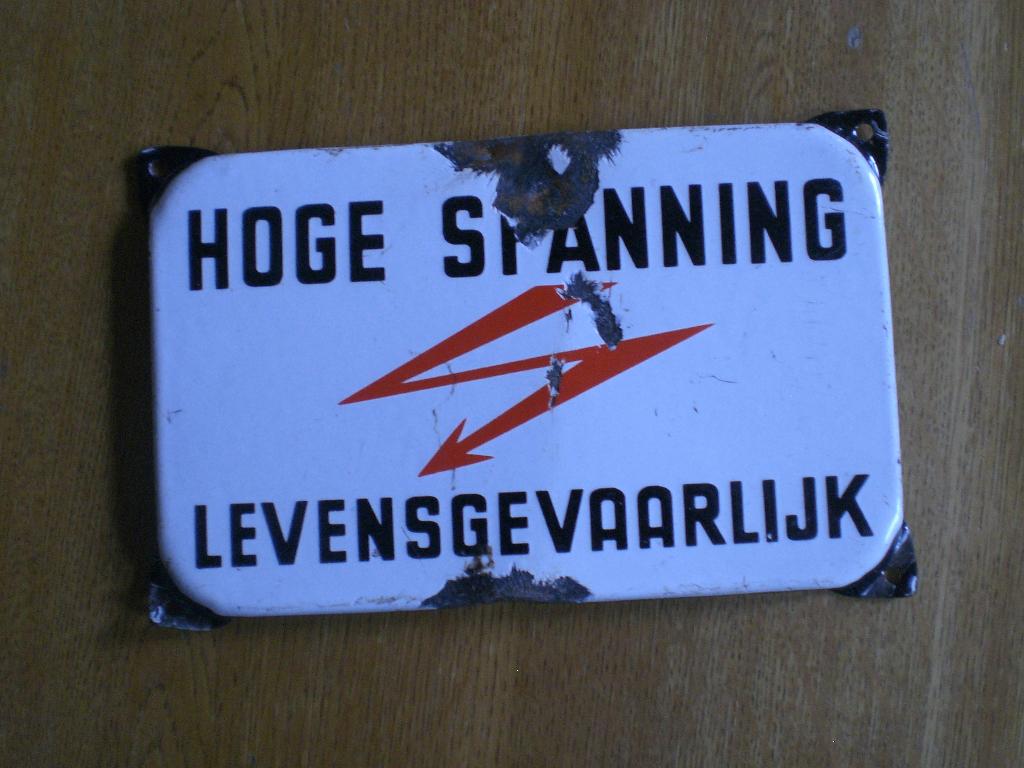 emaille bordje Hoge spanning, Ophalen of Verzenden, Overige typen