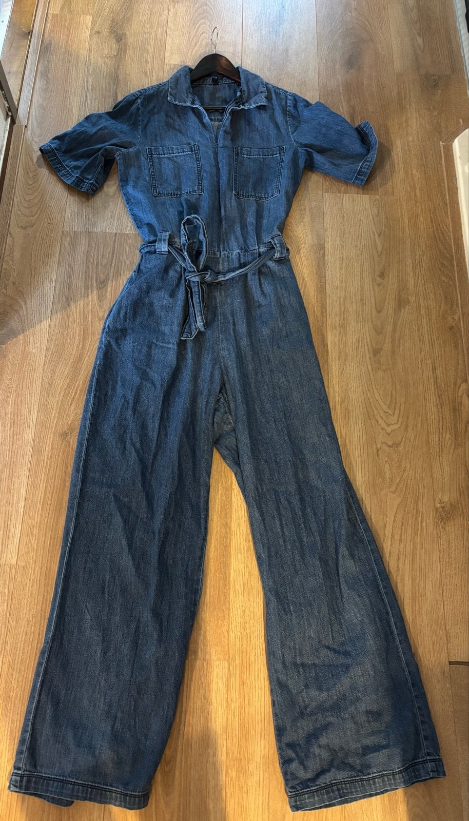 Jumpsuit Denim spijker jumpsuit met Wijde Pijpen maat s, Kleding | Dames, Verzenden, Zo goed als nieuw, Maat 36 (S), Blauw