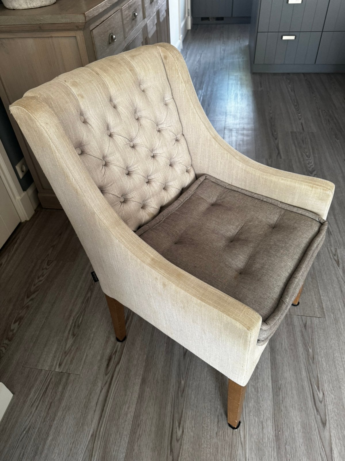 Lichtgrijze stoelen, Ophalen, Eenpersoons, 75 tot 100 cm, Zo goed als nieuw