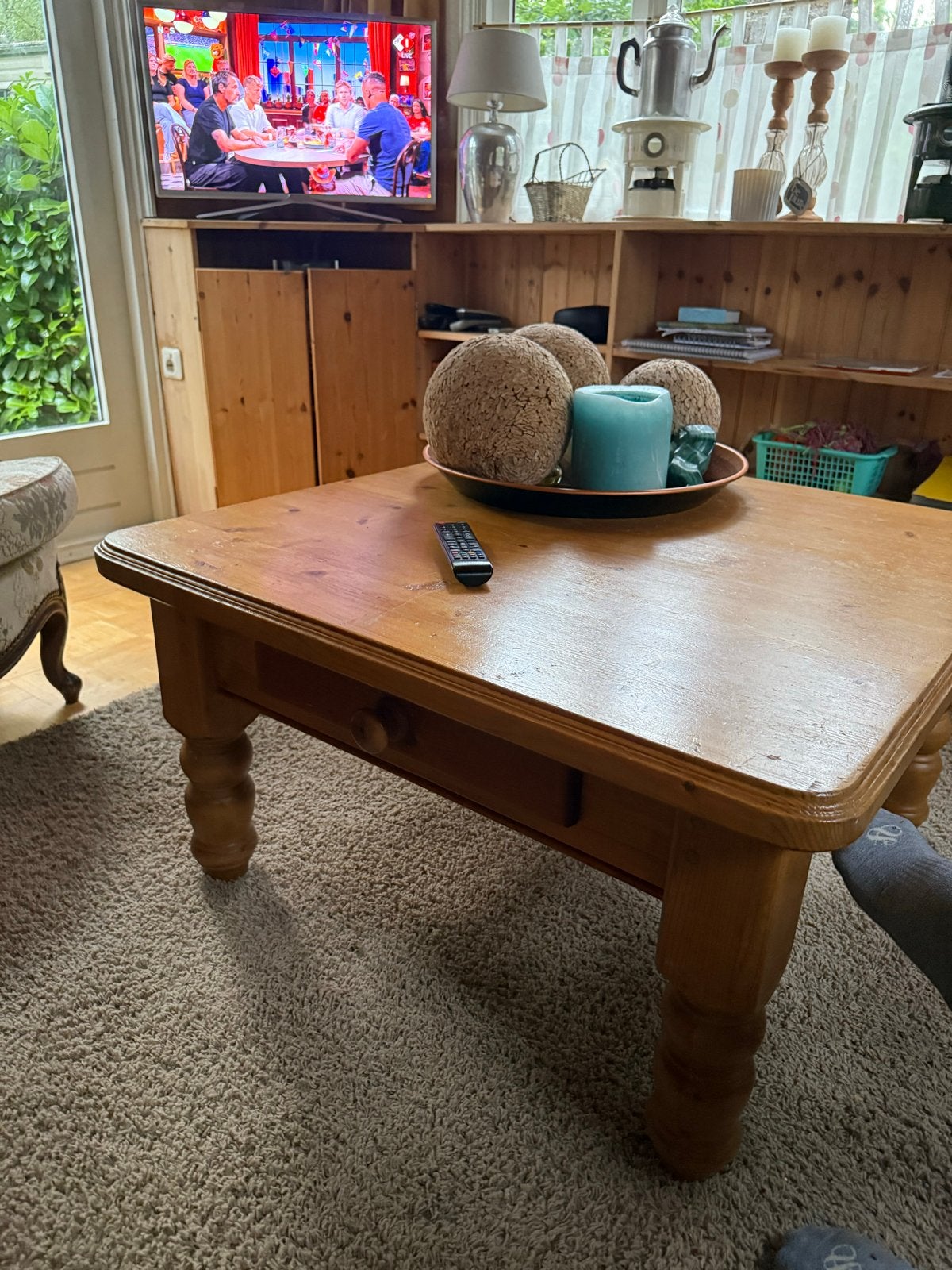 Mooie grenen salontafel met lade, Ophalen of Verzenden