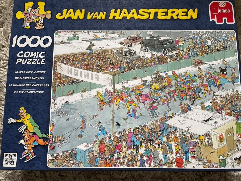 Jan van Haasteren Comic Puzzel - Elfstedentocht 1000 stukjes, Ophalen, 500 t/m 1500 stukjes, Gebruikt, Legpuzzel