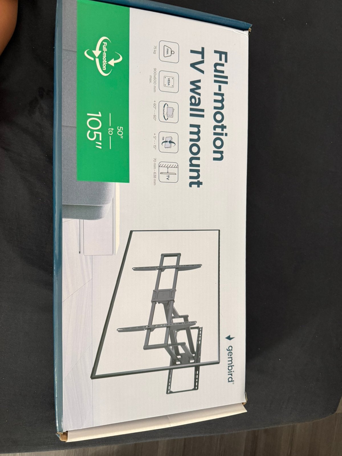 Nieuwe Gembird Full Motion TV Muurbeugel 50 t/m 105 inch, Ophalen of Verzenden, Nieuw