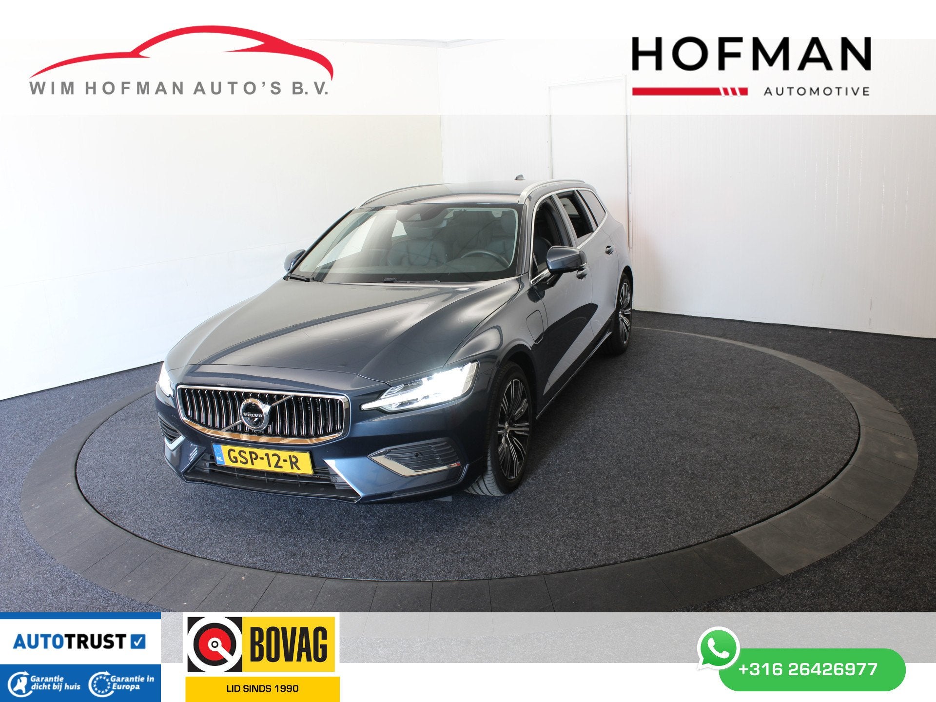 Volvo V60 2.0 T6 Recharge AWD PHEV R-Design 360Camera Vol, Gebruikt, 4 cilinders, Blauw, Hybride Elektrisch/Benzine