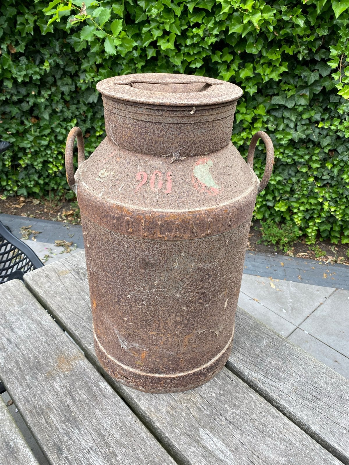 Antieke melkbus Hollandia Scharsterbrug 40 liter, Ophalen