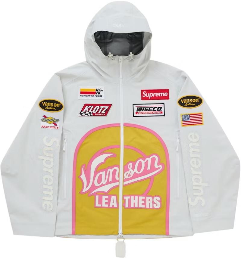 Supreme Vanson Leathers Race Jacket Wit, Ophalen of Verzenden, Zo goed als nieuw, Maat 52/54 (L), Wit