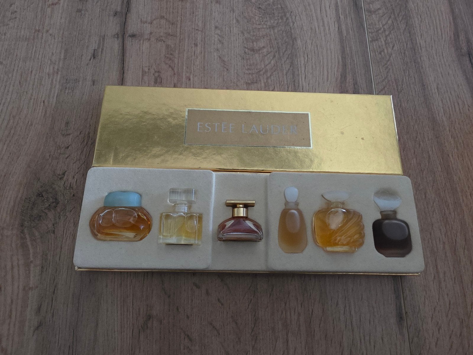 Vintage Estée Lauder Small Wonders Mini Parfums Set, Ophalen of Verzenden, Miniatuur, Gevuld