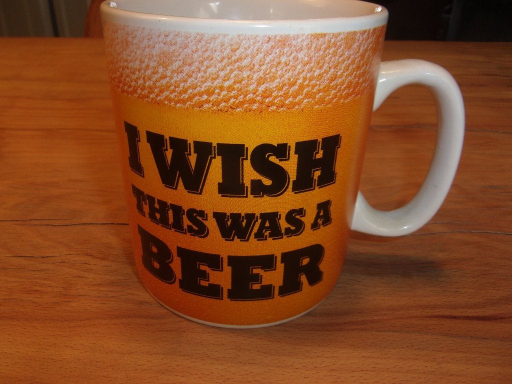 Grote biermok “I wish this was a Beer”, Zo goed als nieuw, Overige stijlen, Aardewerk, Mok
