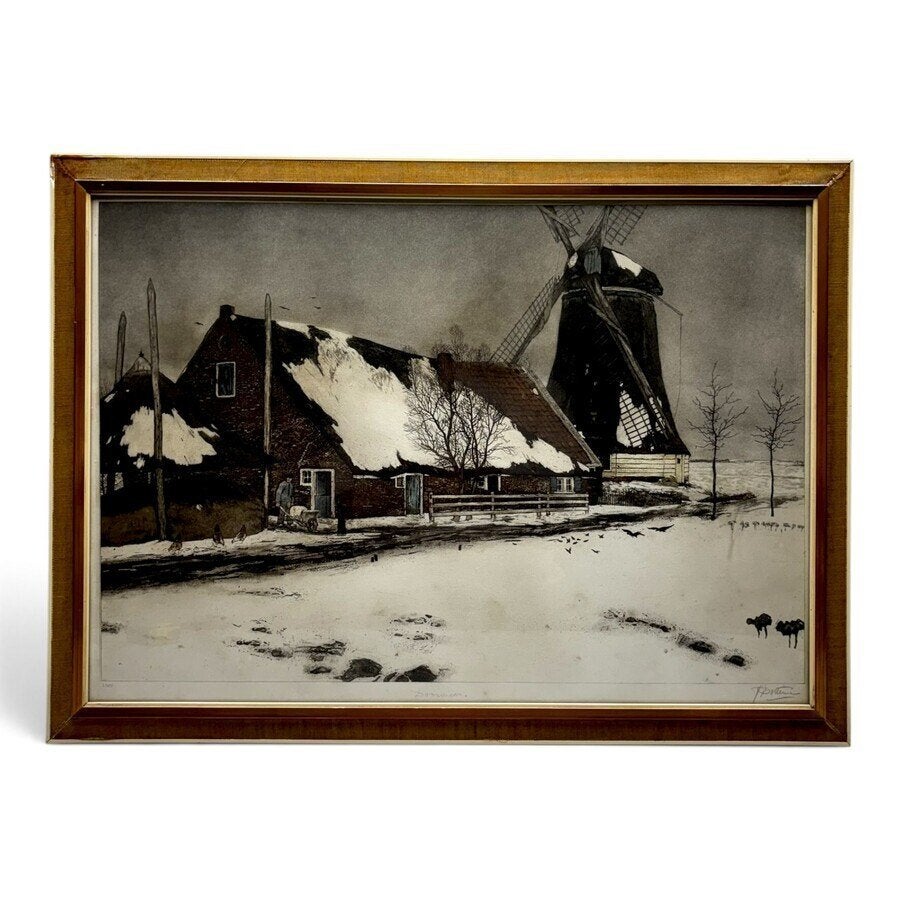 Tjeerd Bottema (1884-1978), winters tafereel, Ophalen of Verzenden