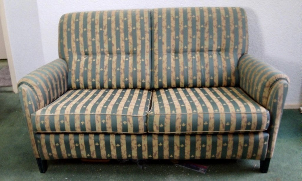 klassiek Engelse tweezitsbank en fauteuil, Huis en Inrichting, Ophalen, Gebruikt, Stof