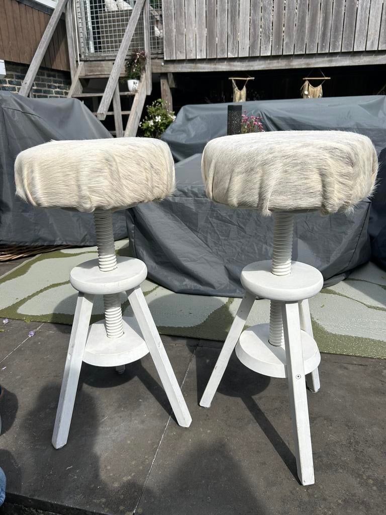 Ikea krukken zelf bekleed met koeienhuid, Ophalen, Zo goed als nieuw, Hout