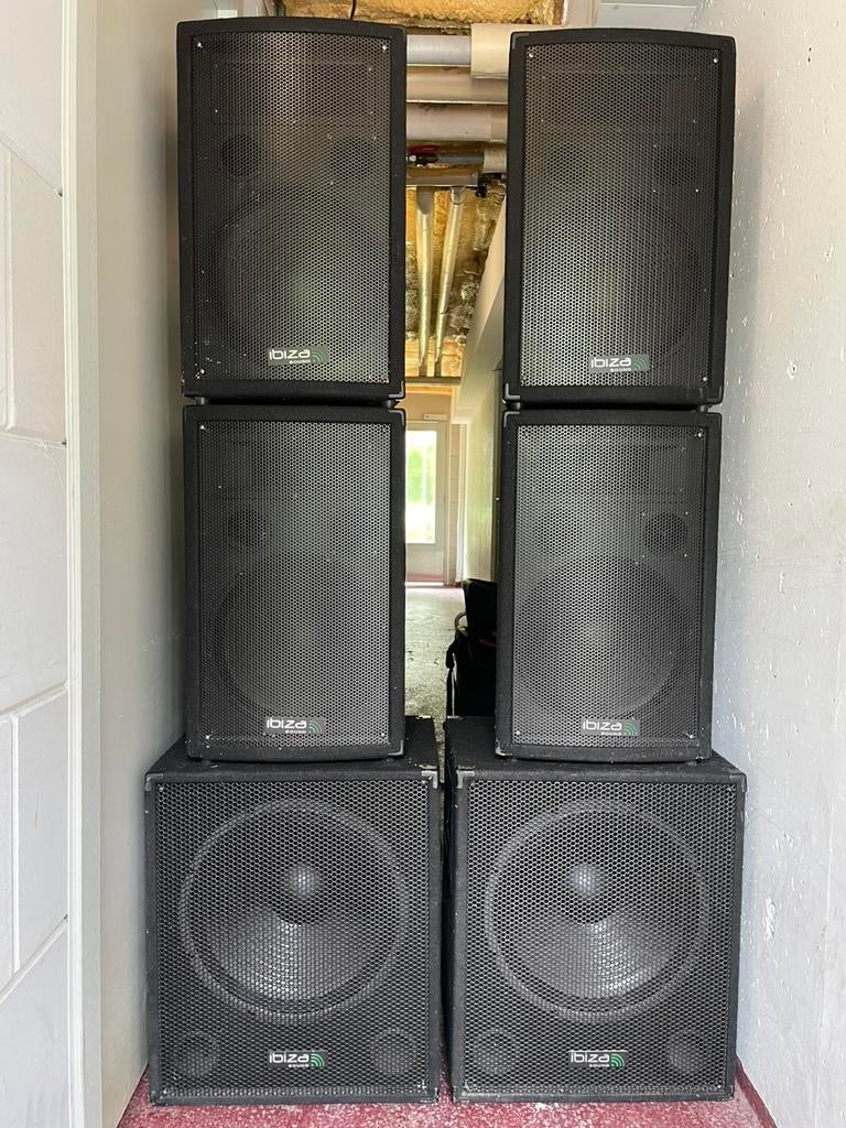 Ibiza sound geluidssysteem actief 4000w piekvermogen, Ophalen, 120 watt of meer, Front, Rear of Stereo speakers, Overige merken