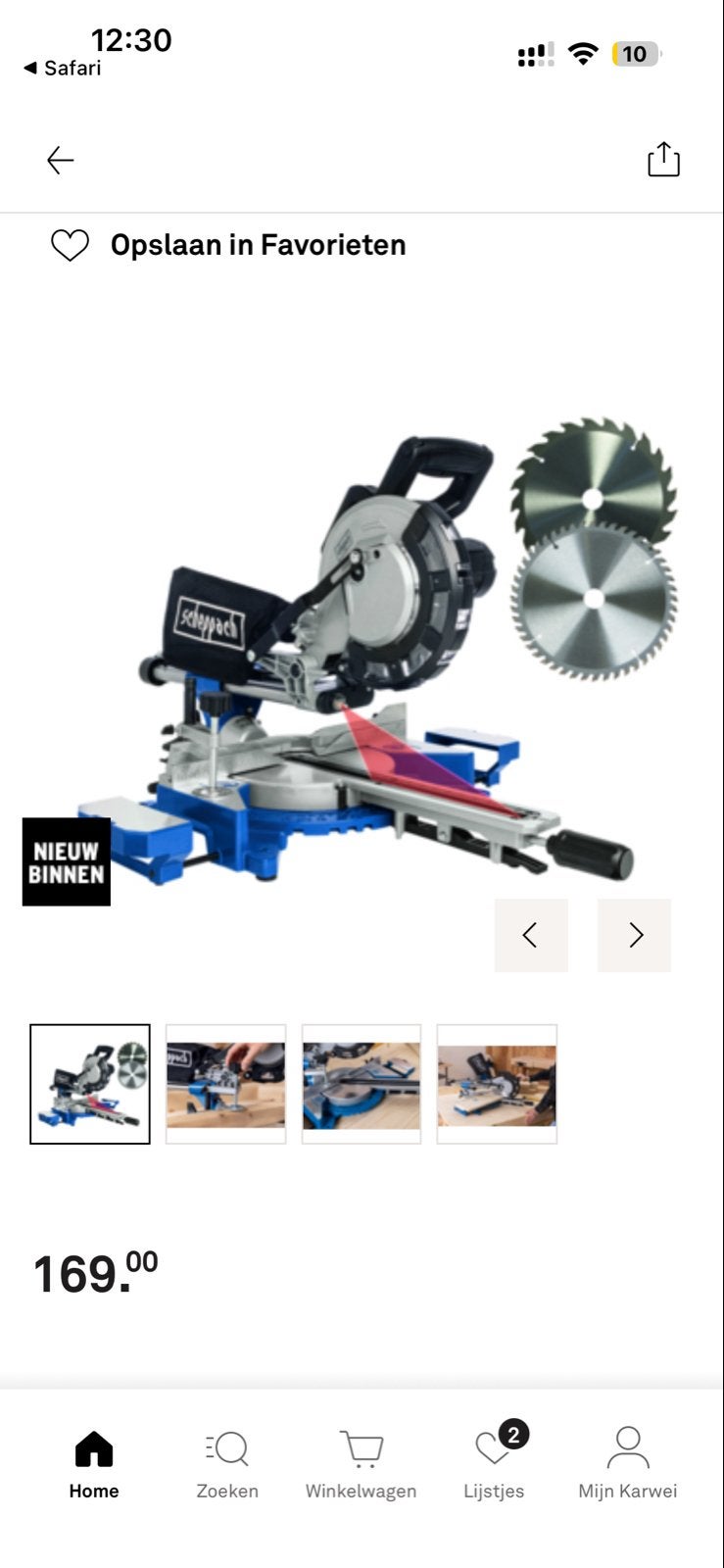 Scheppach Afkort- en Verstekzaag HM216 - Nieuw in doos, Doe-het-zelf en Verbouw, Gereedschap | Zaagmachines, Ophalen, 70 mm of meer