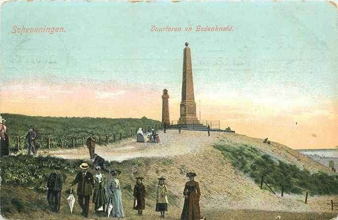 301-167-009 Scheveningen Vuurtoren en Gedenknald, Verzenden, Voor 1920, Zuid-Holland