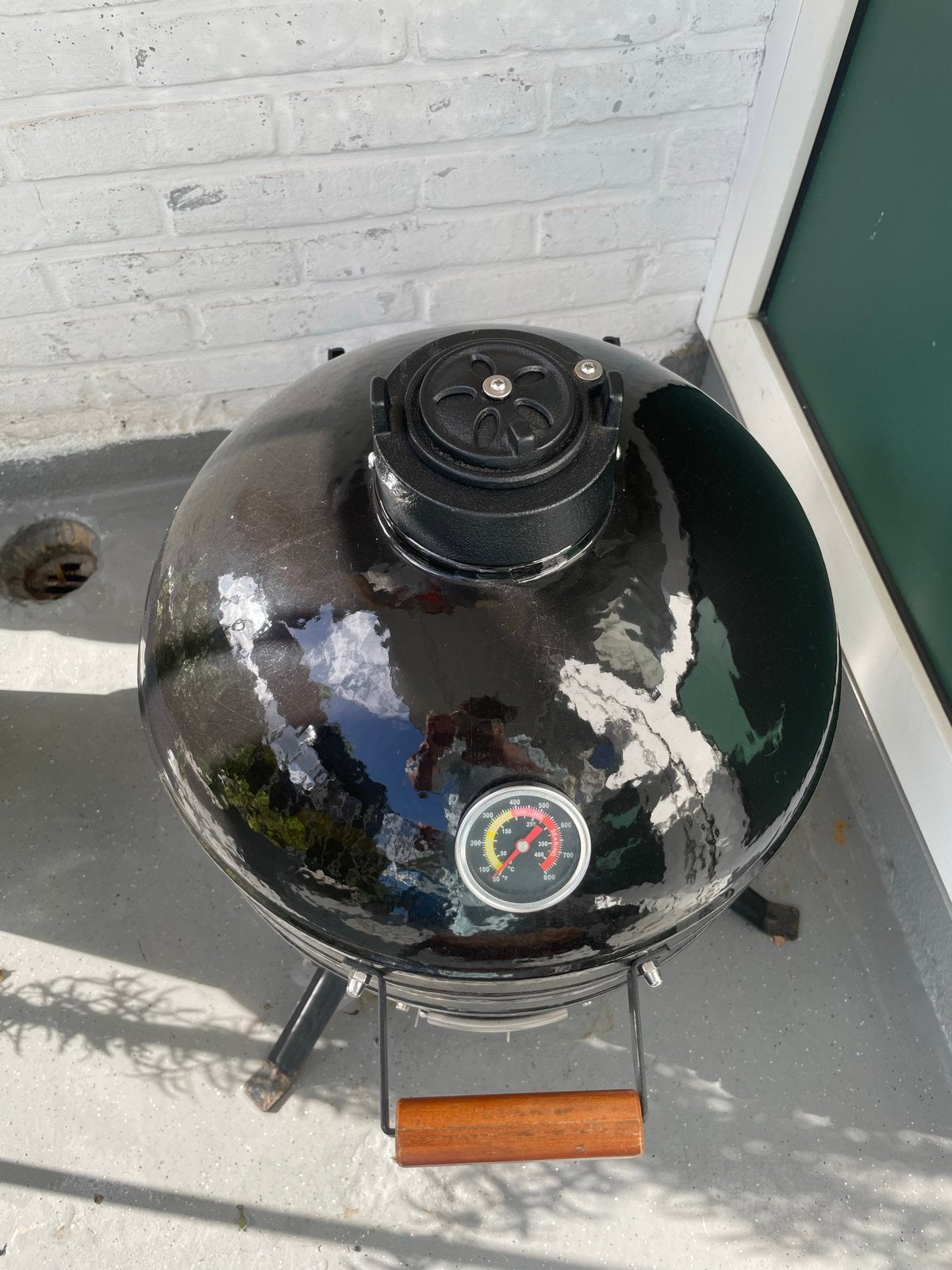 Kamado BBQ - Zwart, met thermometer, Tuin en Terras, Ophalen of Verzenden, Gebruikt