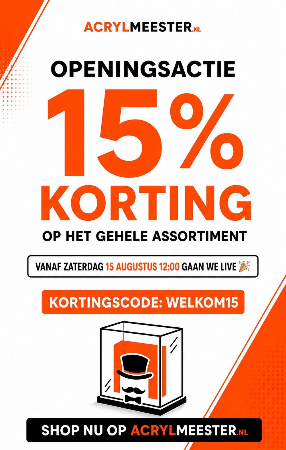 ACRYL CASES 15% KORTING OP ALLES acrylmeester WELKOM15, Ophalen of Verzenden, Nieuw