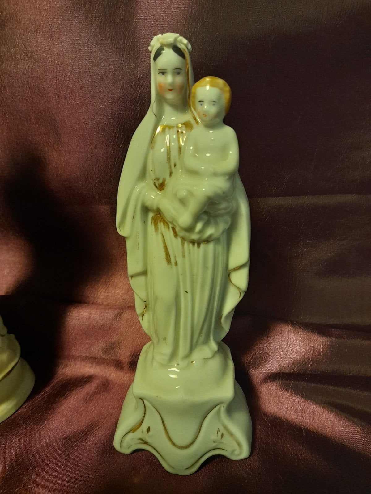 Antiek porseleinen maria beeldje ca 18 cm, Ophalen of Verzenden