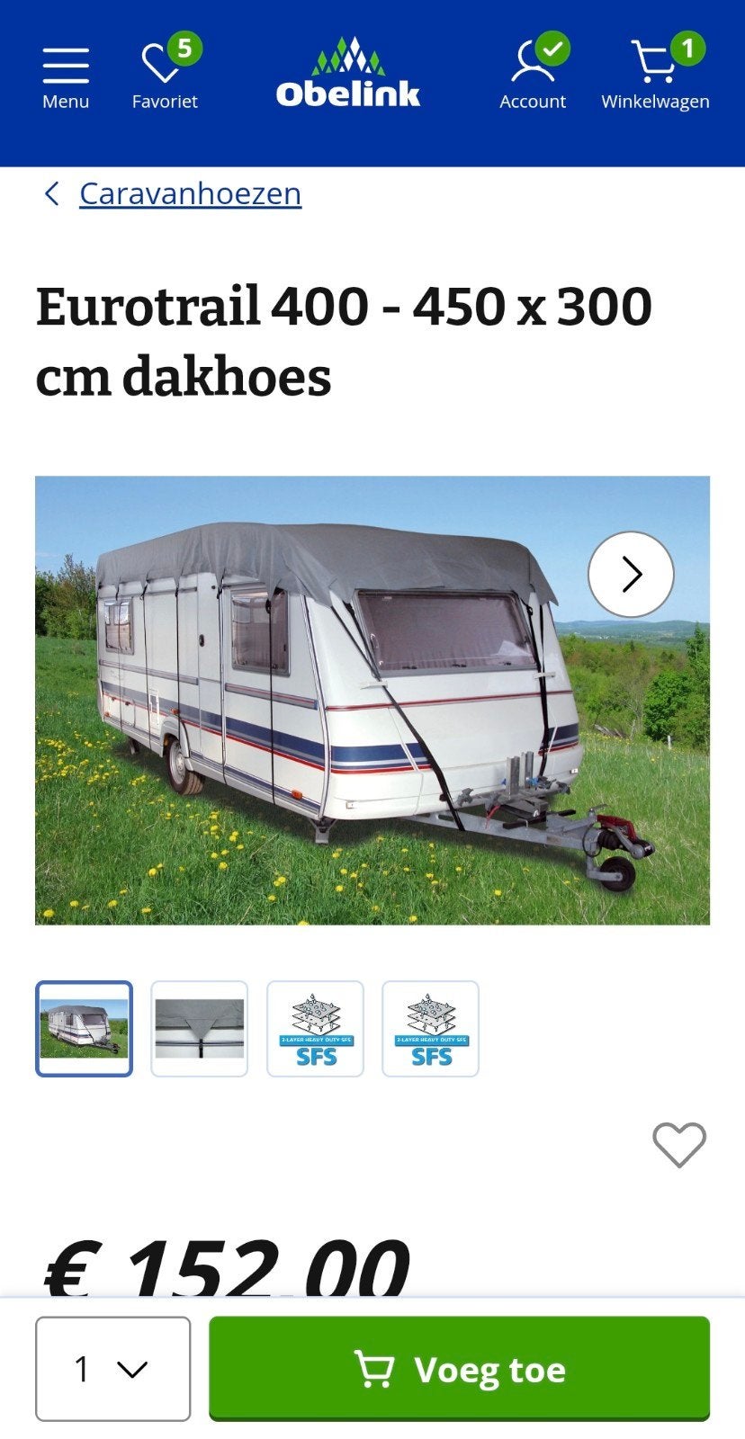 dakhoes caravan 300 x 400/450, Ophalen, Zo goed als nieuw