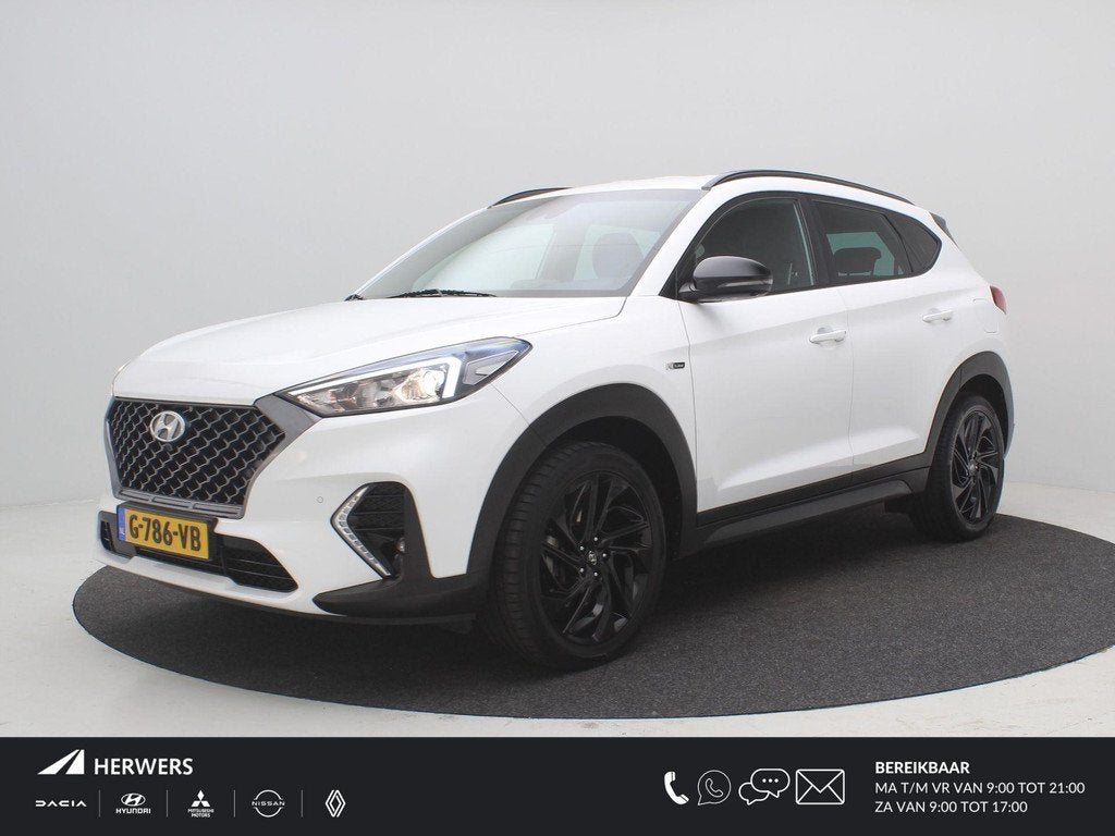 Hyundai Tucson 1.6 T-GDI N-Line AUTOMAAT / 1600KG Trekgewich, Auto's, Hyundai, 15 km/l, Gebruikt, 4 cilinders, Wit