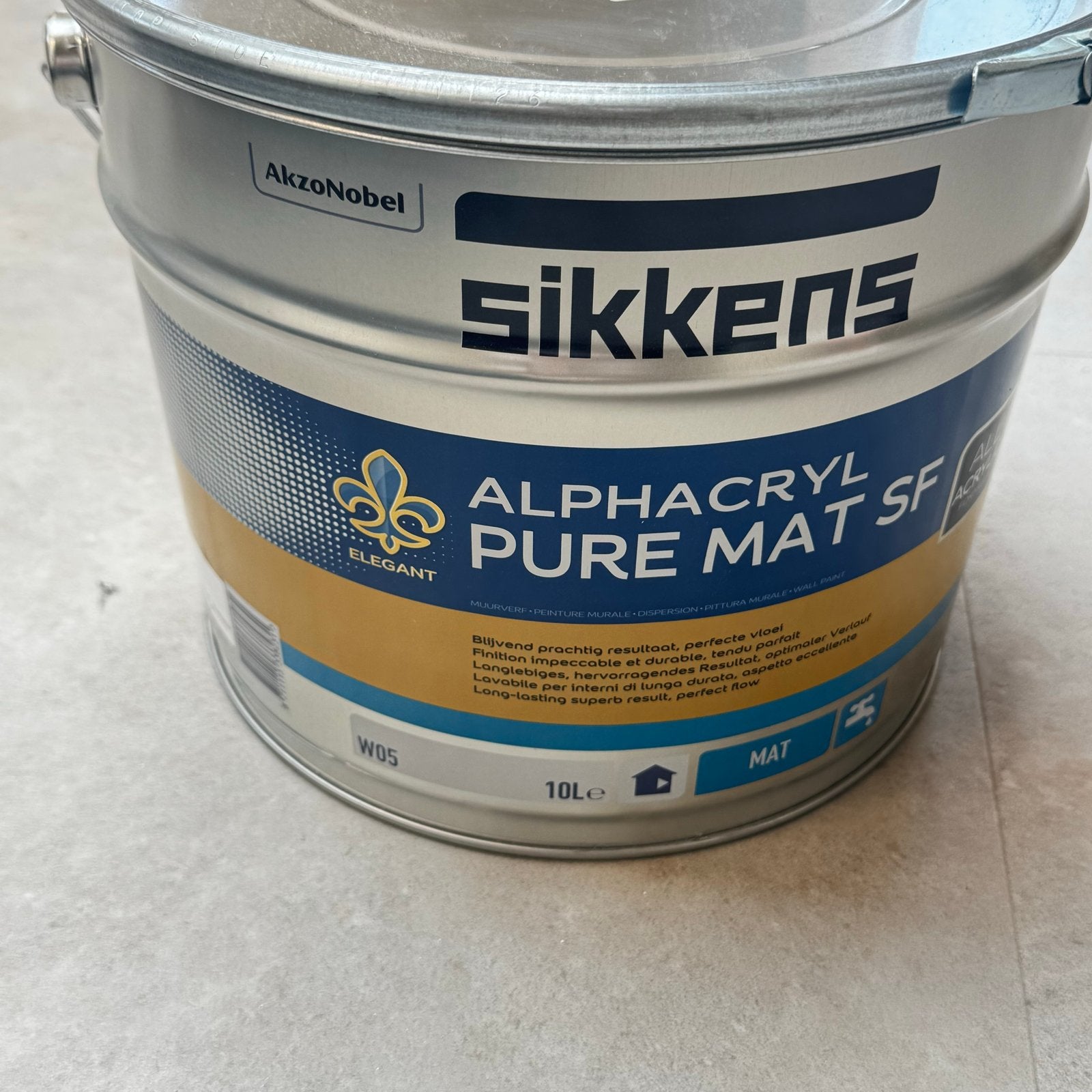 Sikkens Alphacryl Pure Mat SF RAL 9010 - 10L, Doe-het-zelf en Verbouw, Schildersmaterialen, Ophalen, Nieuw, Overige typen