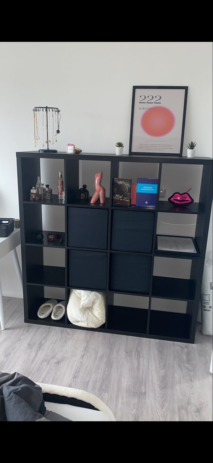 IKEA Kallax kast 4x4 met 6 opbergbakken DEZE WEEK OPHALEN, Ophalen, Gebruikt, 100 tot 150 cm, 25 tot 50 cm