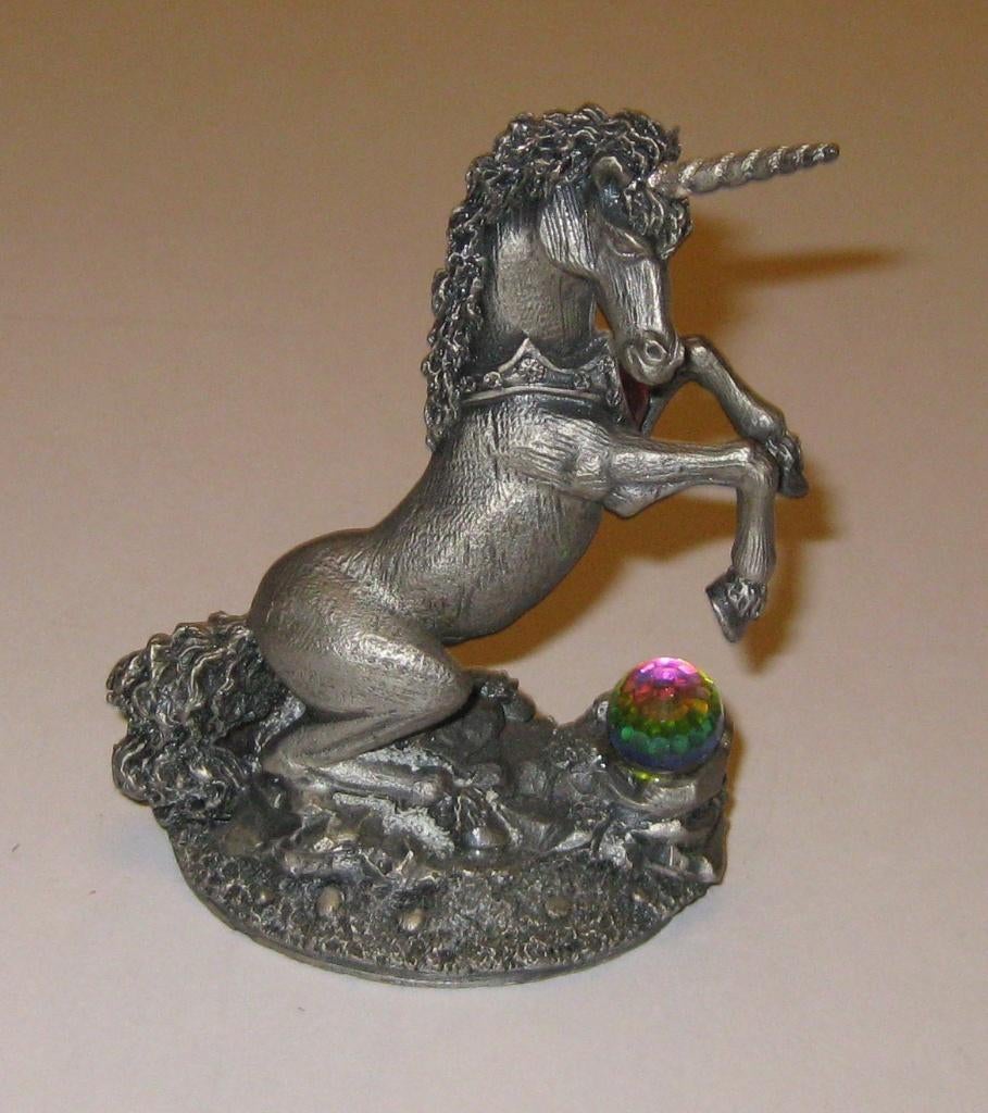 Eenhoorn beeldje / vintage WAPW Slocomb / pewter tin, Ophalen, Zo goed als nieuw, Fantasy
