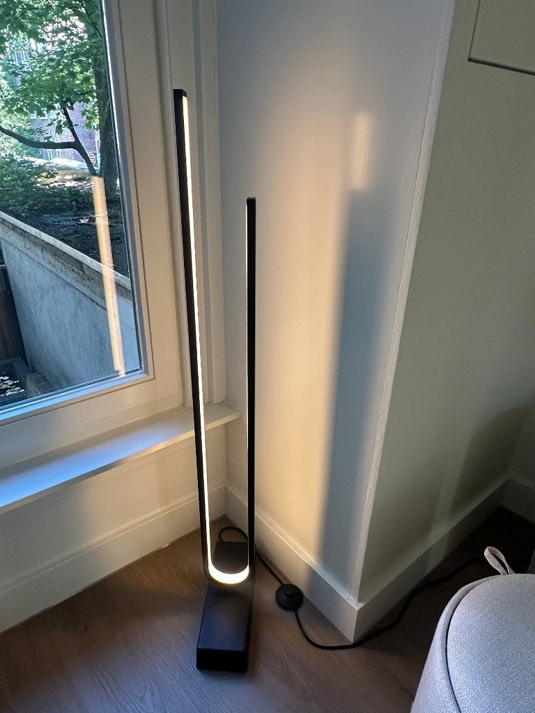 IKEA PILSKOTT staande led-lamp + TRÅDFRI draadloze dimmer, Huis en Inrichting, Ophalen, Zo goed als nieuw, Metaal, 100 tot 150 cm